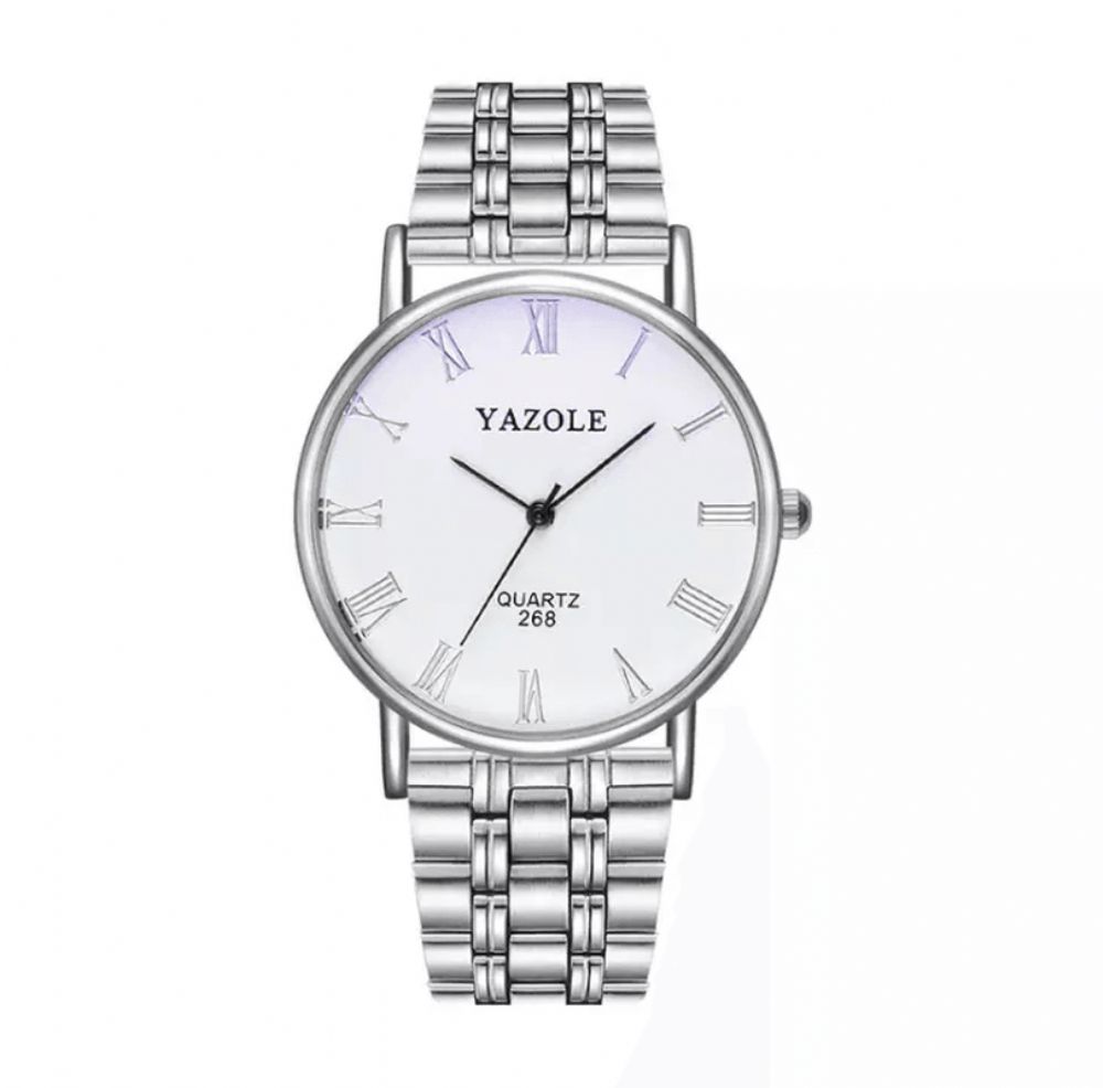 Yazole 268 Zakelijke Stijl Lichtgevende Display Waterdicht Heren Roestvrij Stalen Band Quartz Horloge