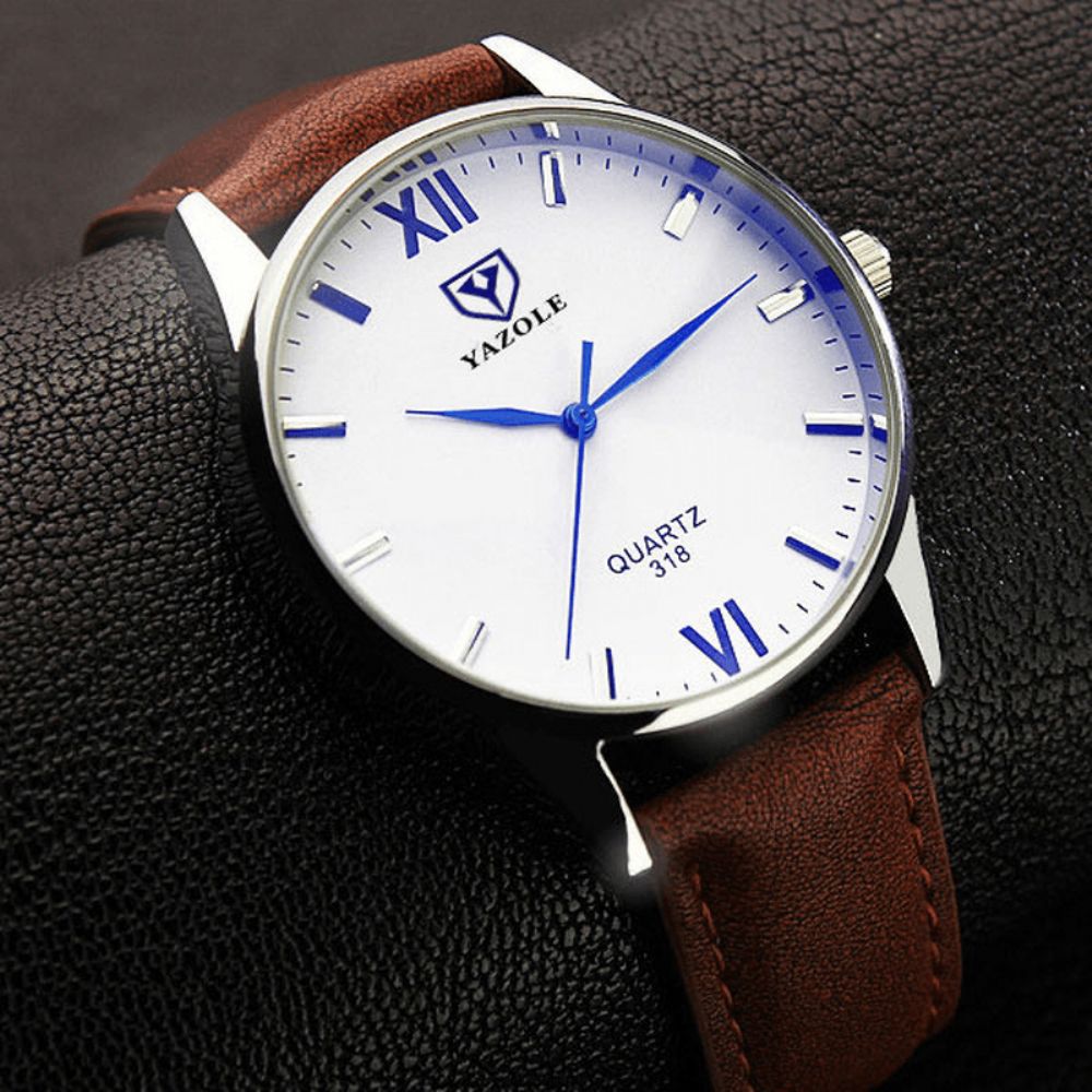 Yazole 318 Mannen Kijken Lichtgevende Display Casual Stijl Klok Quartz Horloges