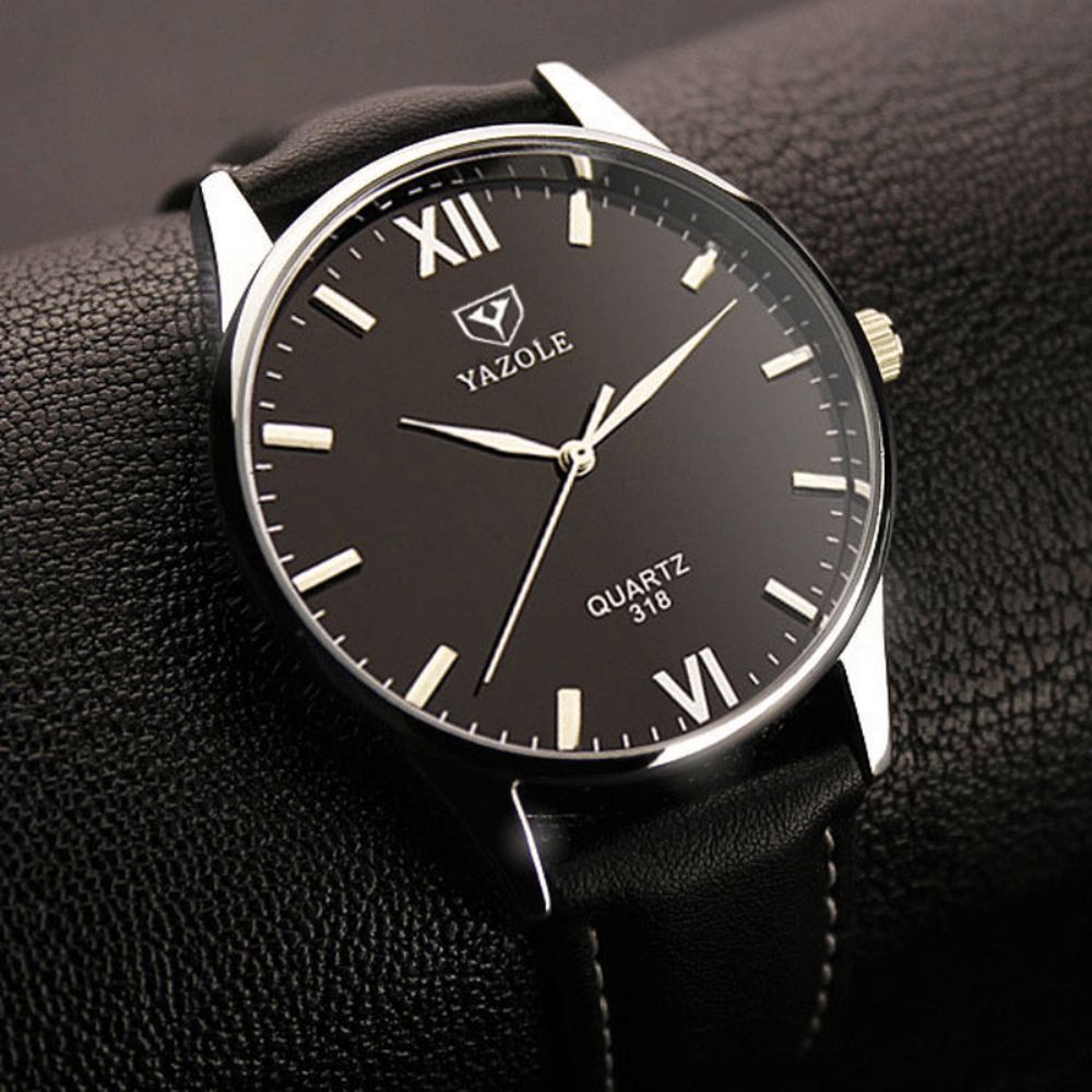 Yazole 318 Mannen Kijken Lichtgevende Display Casual Stijl Klok Quartz Horloges