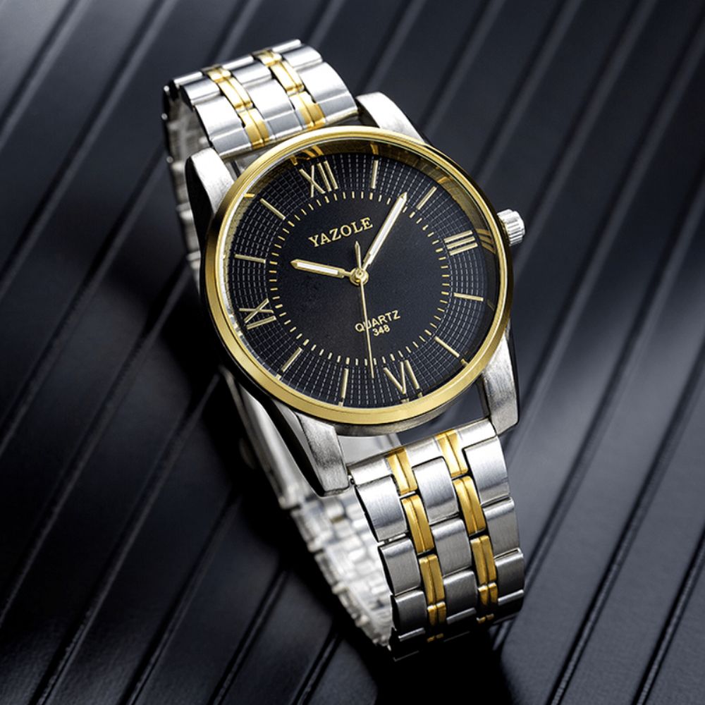 Yazole 348 Volledig Stalen Herenmode Zakelijke Stijl Liminous Display Quartz Horloge