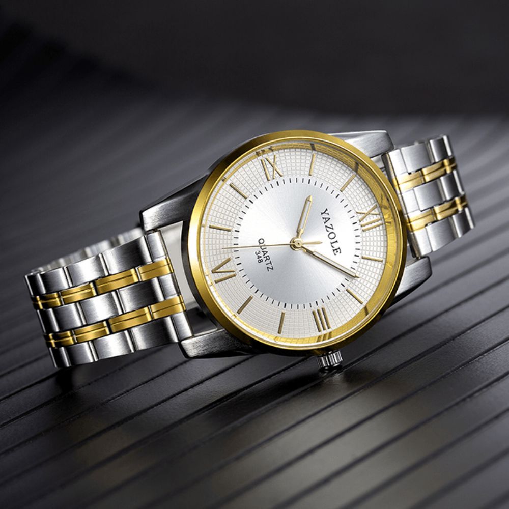 Yazole 348 Volledig Stalen Herenmode Zakelijke Stijl Liminous Display Quartz Horloge