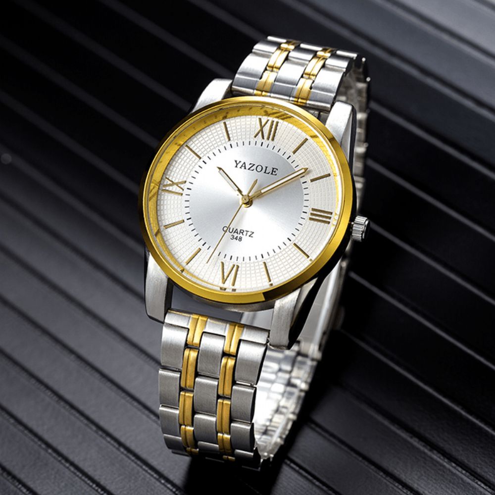 Yazole 348 Volledig Stalen Herenmode Zakelijke Stijl Liminous Display Quartz Horloge