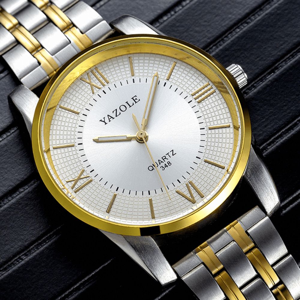 Yazole 348 Volledig Stalen Herenmode Zakelijke Stijl Liminous Display Quartz Horloge