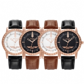 Yazole 387 Mode Heren Lederen Band Creatieve Wijzerplaat Quartz Horloge