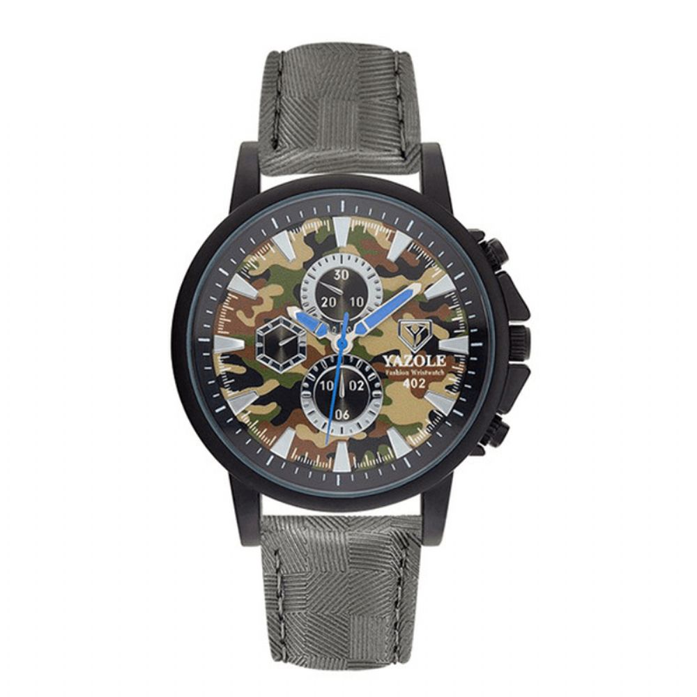 Yazole 402 Sporthorloge Camouflage Militair Mannelijk Quartz Analoog Polshorloge