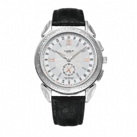 Yazole 419 Mode Kleine Wijzerplaat Zakelijke Stijl Heren Waterdicht Lederen Band Quartz Horloge