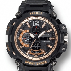 Yazole 481 482 Sport Stopwatch Timing Kalender Week Lichtgevend Digitaal Horloge Met Dubbele Weergave