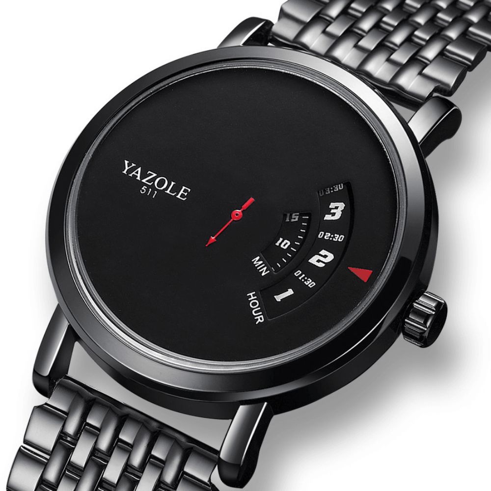 Yazole 509 510 511 Uniek Design Heren Polshorloge Volledig Stalen Zakelijke Stijl Creatief Quartz Horloge