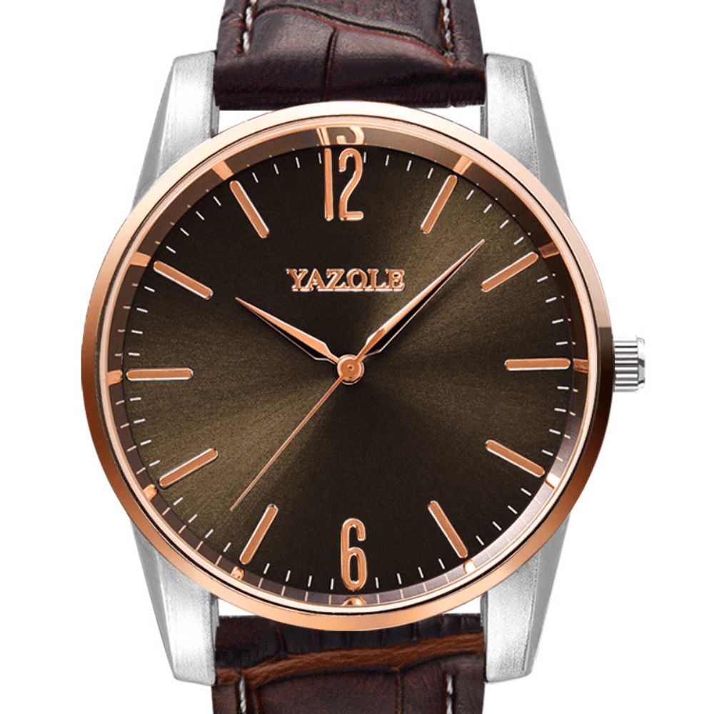 Yazole 541 Mode Business Pu Lederen Band Waterdicht Heren Quartz Horloge