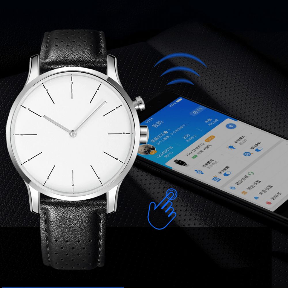 Yazole Kua01 Lichtgevende Wijzerplaat Multifunctionele Herinnering Anti-Verloren Alarm Pu Lederen Band 3Atm Waterdicht Bluetooth Smart Quartz Horloge