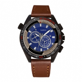 Yazole Outdoor Driedimensionale Wijzerplaat Pu Lederen Band Waterdicht Quartz Horloge