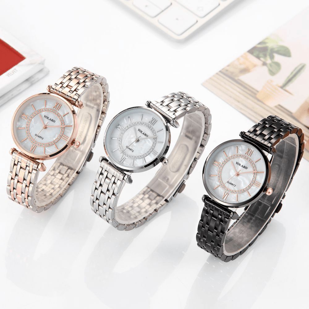 Yolakd A0707 Casual Stijl Ultradunne Volledig Gelegeerde Damespolshorloge Shell Wijzerplaat Quartz Horloge