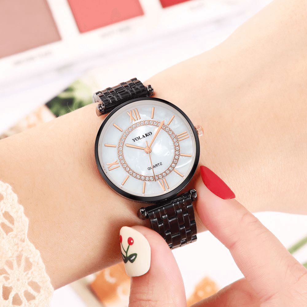 Yolakd A0707 Casual Stijl Ultradunne Volledig Gelegeerde Damespolshorloge Shell Wijzerplaat Quartz Horloge