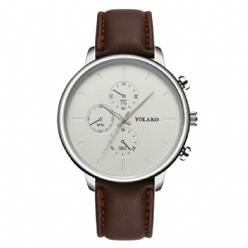 Yolako Casual Stijl Lederen Band Fahsion Heren Zakelijk Horloge Quartz Horloge