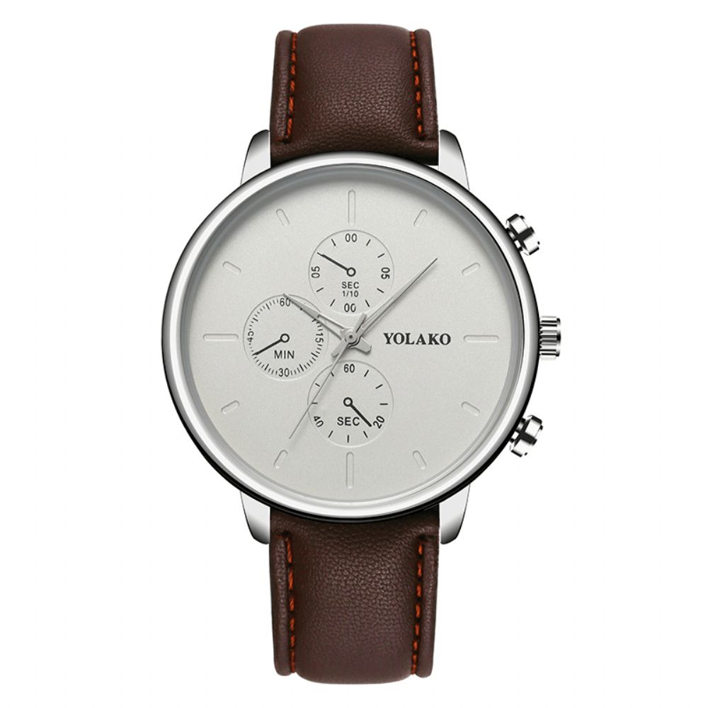 Yolako Casual Stijl Lederen Band Fahsion Heren Zakelijk Horloge Quartz Horloge