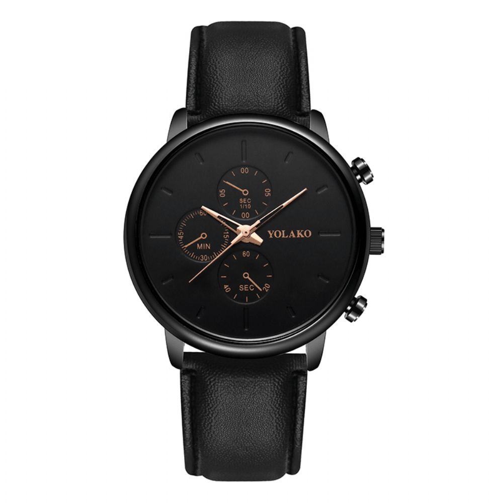 Yolako Casual Stijl Lederen Band Fahsion Heren Zakelijk Horloge Quartz Horloge