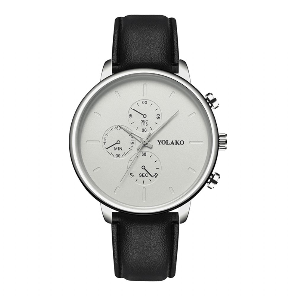 Yolako Casual Stijl Lederen Band Fahsion Heren Zakelijk Horloge Quartz Horloge