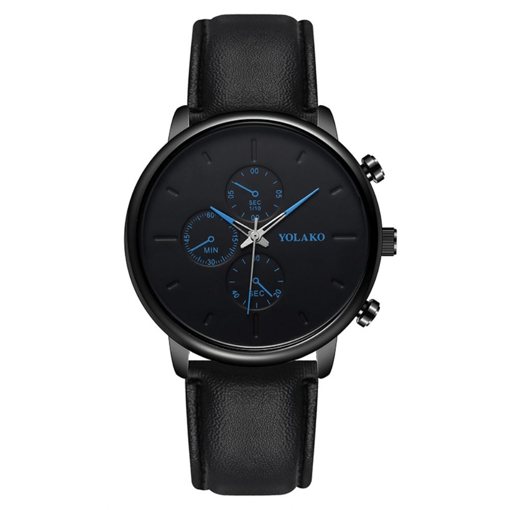 Yolako Casual Stijl Lederen Band Fahsion Heren Zakelijk Horloge Quartz Horloge