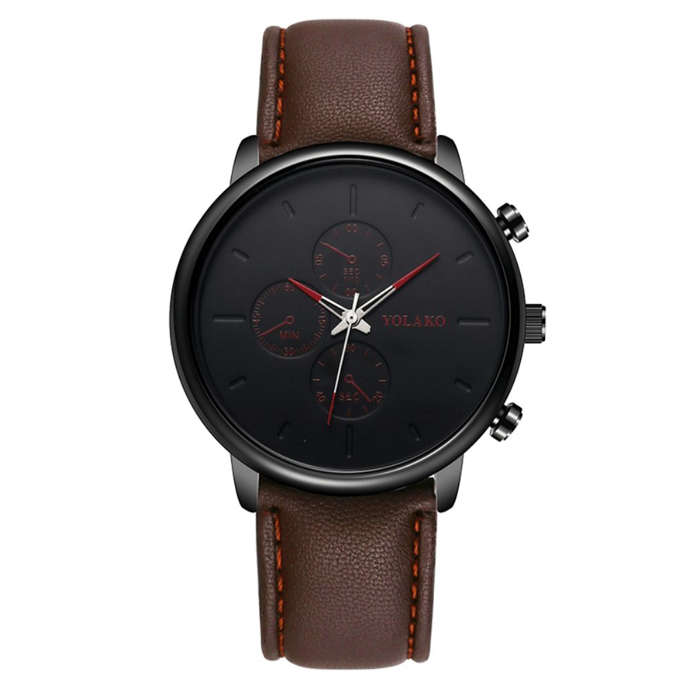 Yolako Casual Stijl Lederen Band Fahsion Heren Zakelijk Horloge Quartz Horloge