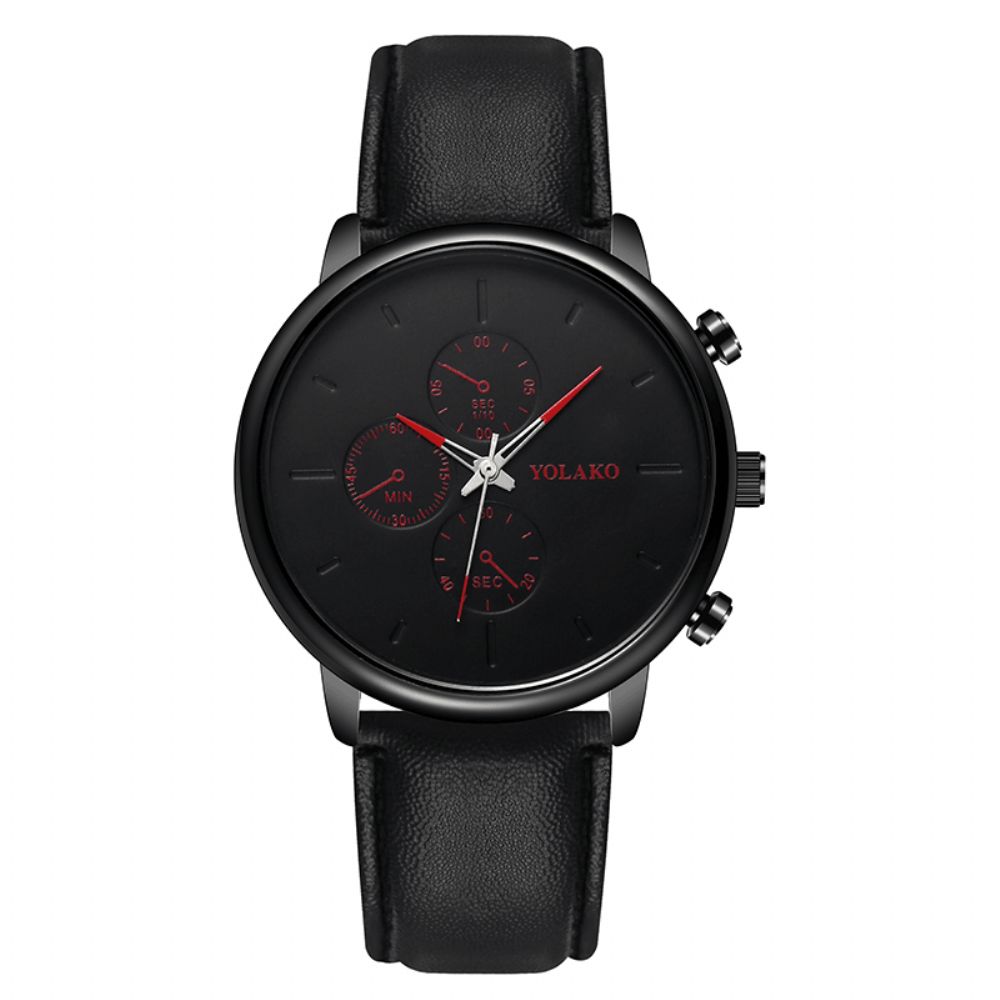 Yolako Casual Stijl Lederen Band Fahsion Heren Zakelijk Horloge Quartz Horloge