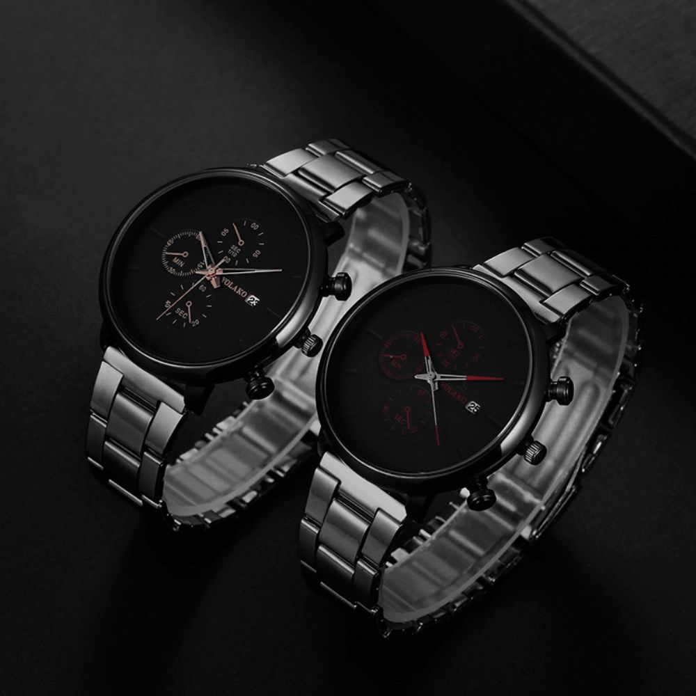 Yolako Hoge Hardheid Glas Mode Volledig Metalen Band Heren Waterdicht Horloge Quartz Horloge