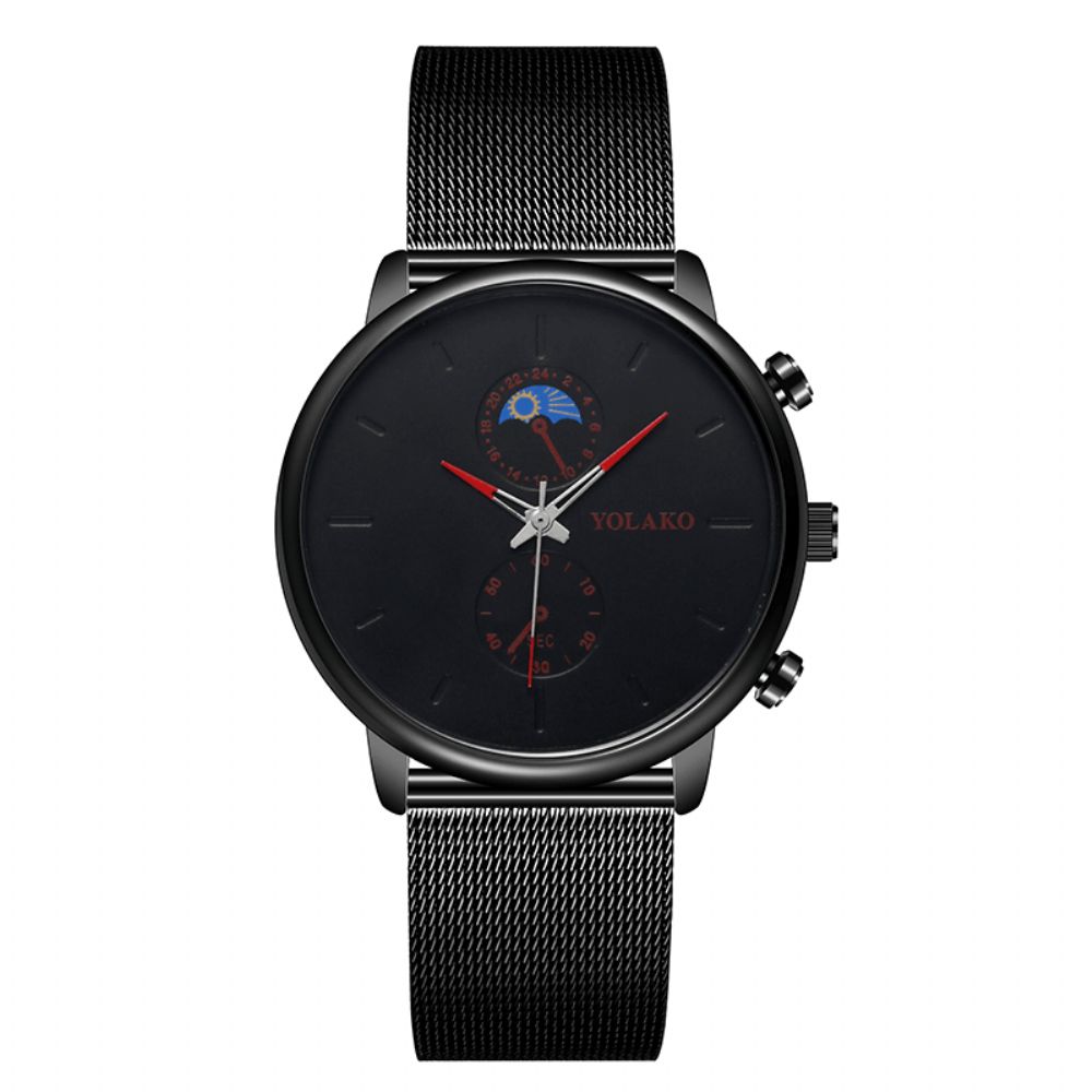 Yolako Mode Mesh Band Heren Waterdicht Zakelijk Stijl Horloge Quartz Horloge