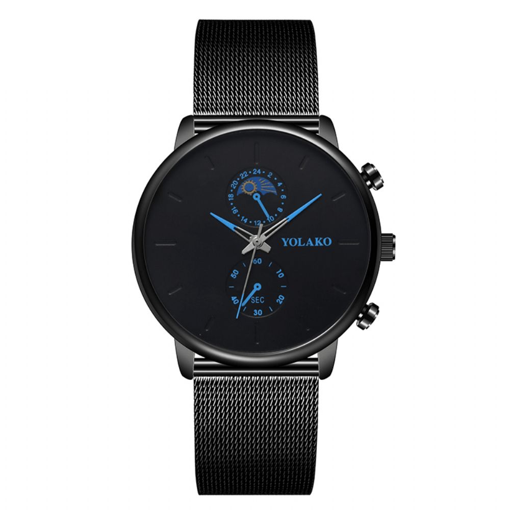 Yolako Mode Mesh Band Heren Waterdicht Zakelijk Stijl Horloge Quartz Horloge