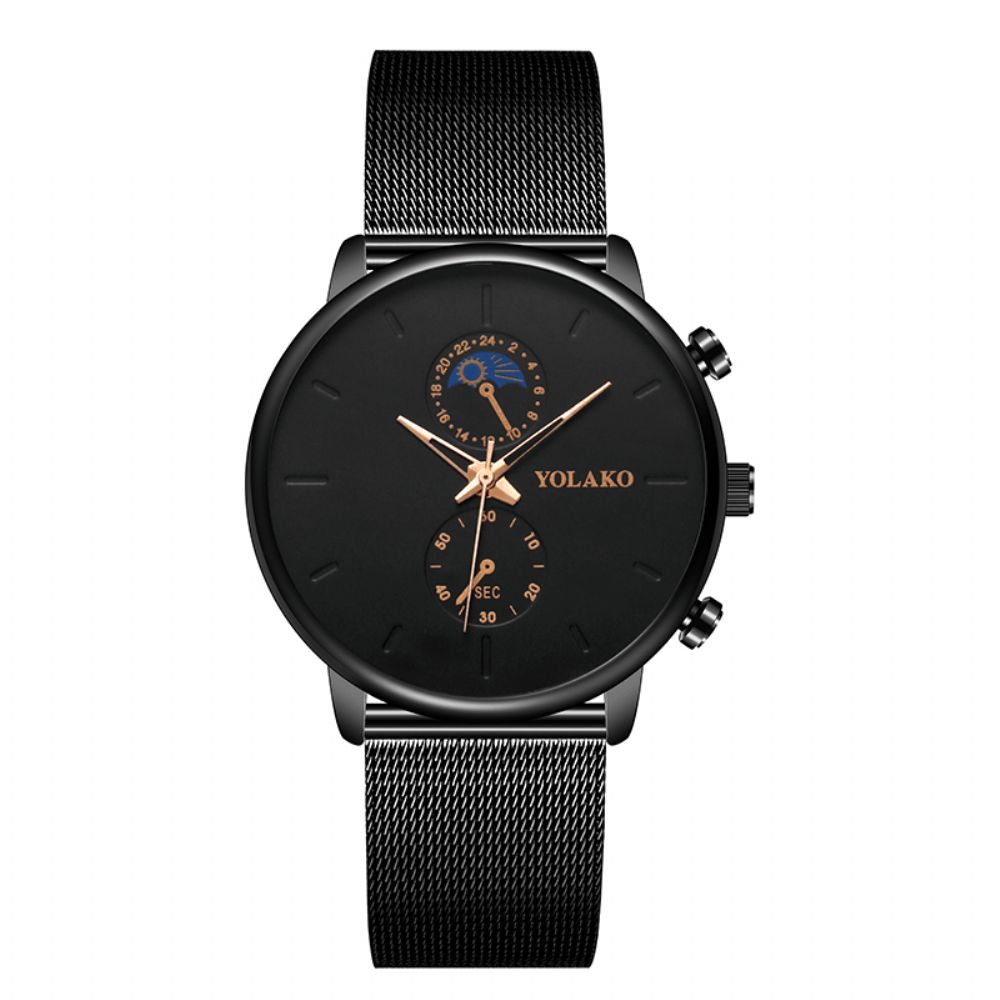 Yolako Mode Mesh Band Heren Waterdicht Zakelijk Stijl Horloge Quartz Horloge