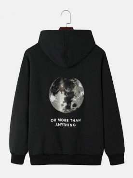 Back Moon Grafische Slogan Heren Met Pluche Gevoerde Warme Katoenen Hoodies Met Trekkoord