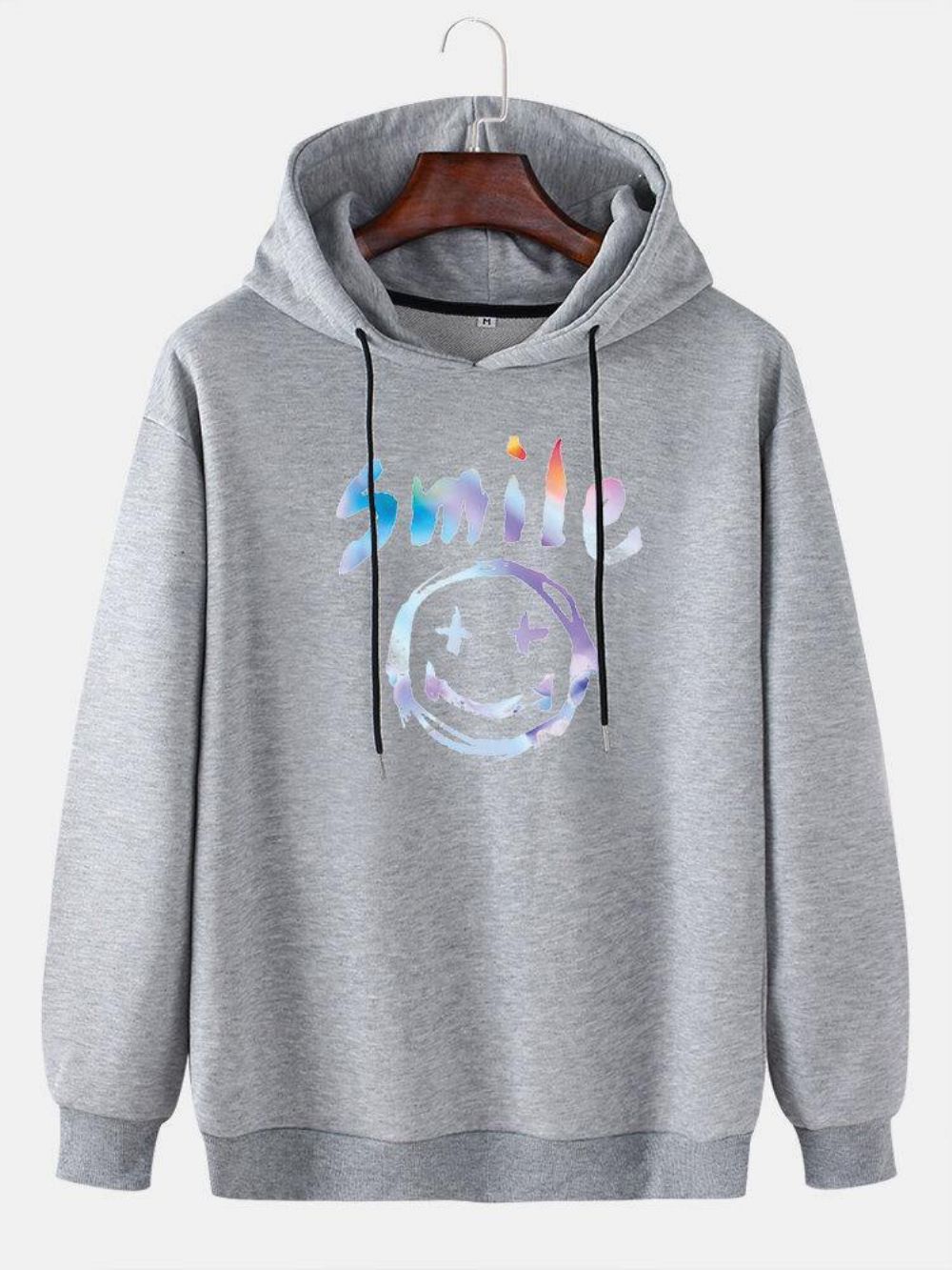 Casual Hoodie Heren Met Graffiti-Glimlachprint Trekkoord