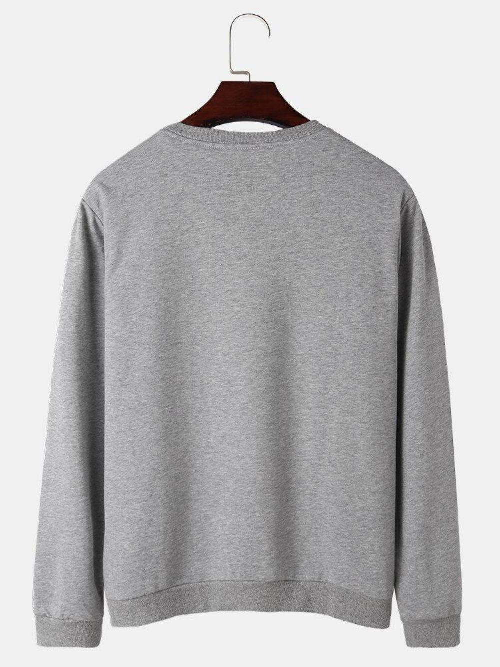 Casual Katoenen Sweatshirts Heren Met Grappig Gebaar Op De Borst Ronde Hals