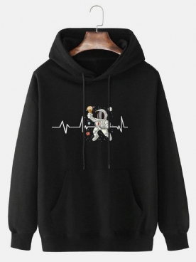 Ecg Ice Cream Astronaut Print-Katoenen Pullover-Hoodie Met Trekkoord Heren