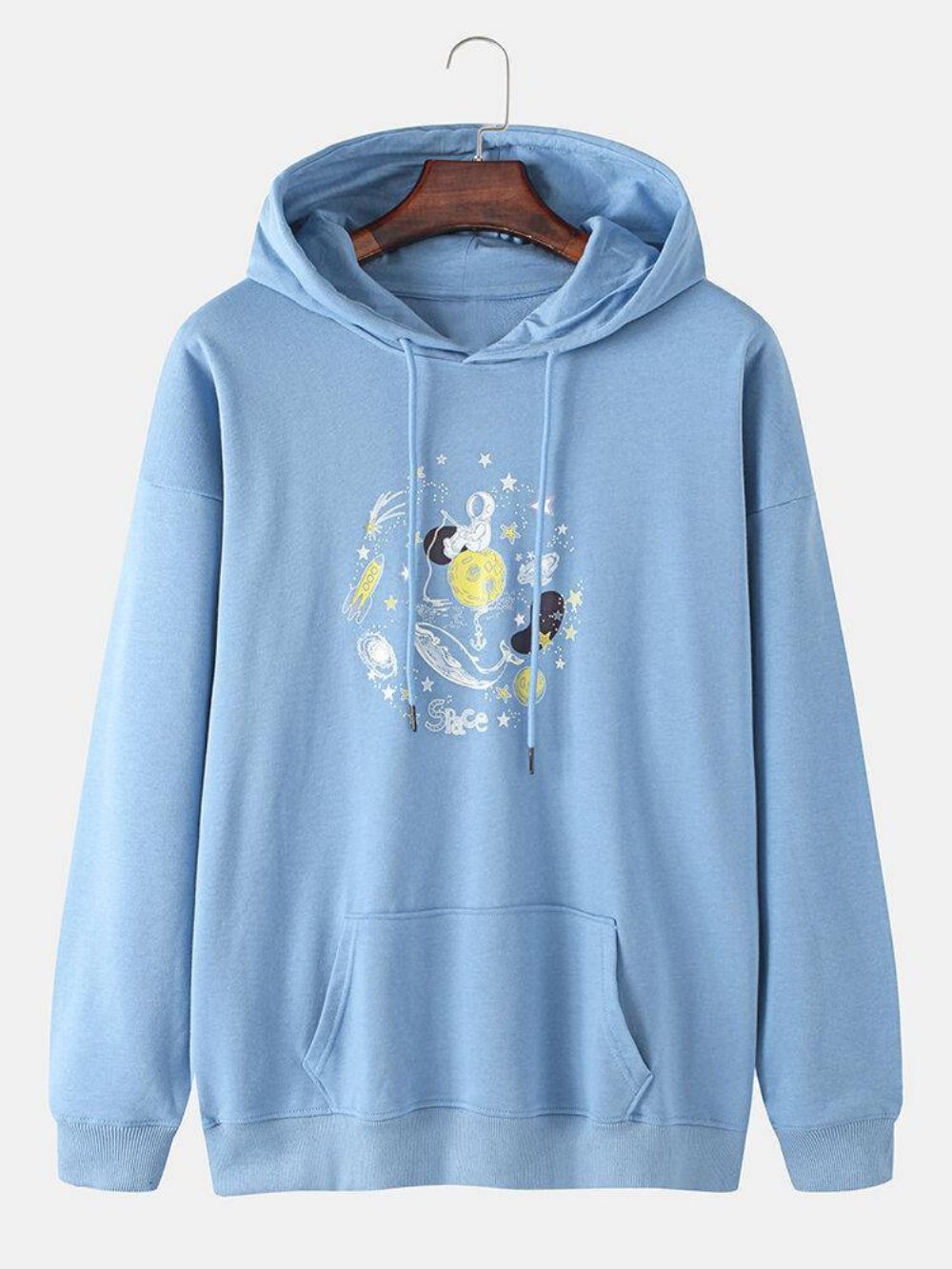 Grappige Ruimteastronaut Heren Hoodies Met Grafische Katoenen Drop-Shoulder