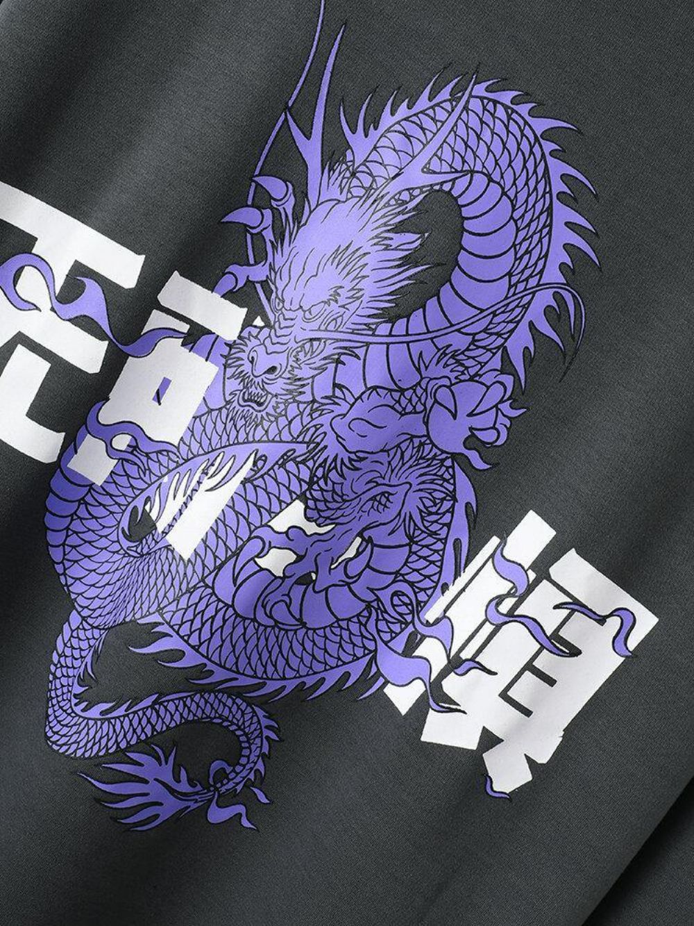 Heren Dragon Chinese Character Print 100% Katoenen Hoodies Met Trekkoord