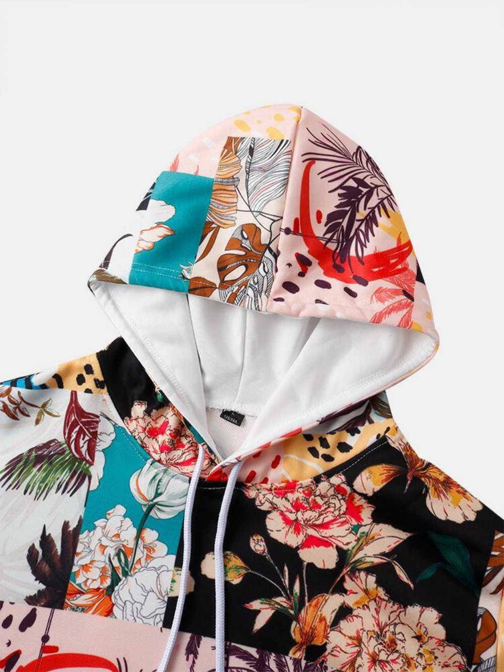 Heren Hoodies Met Colorblock Lange Mouwen Bloemenprint Zak