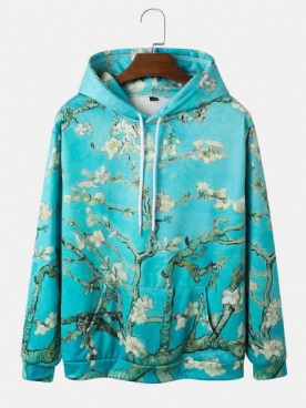 Heren Hoodies Met Plantenprint Kangoeroezak Met Trekkoord