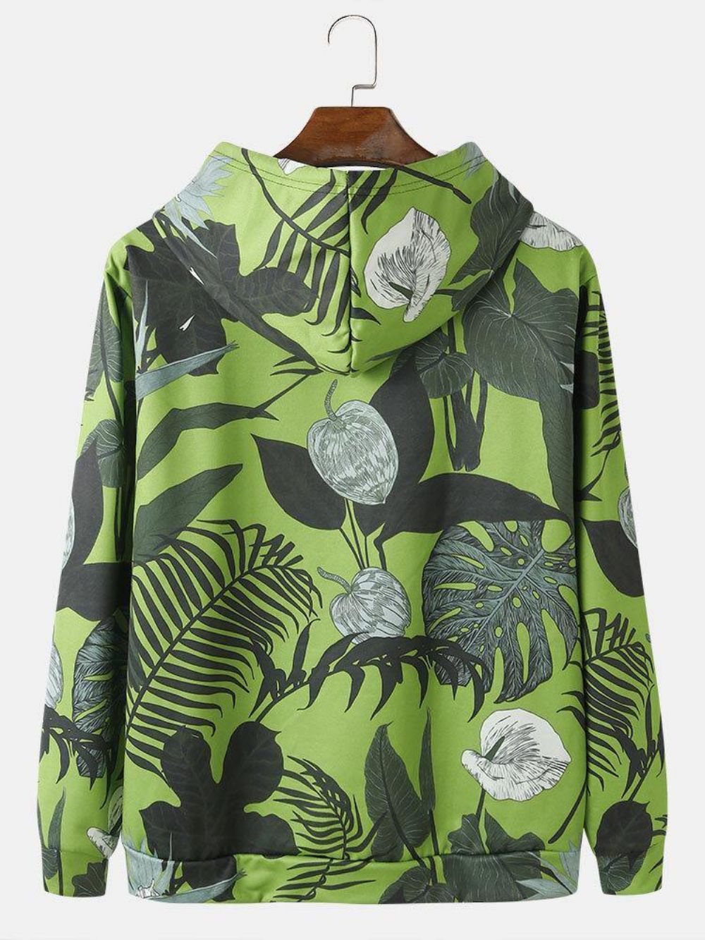 Heren Hoodies Met Trekkoord Tropische Plantenprint Kangoeroezak