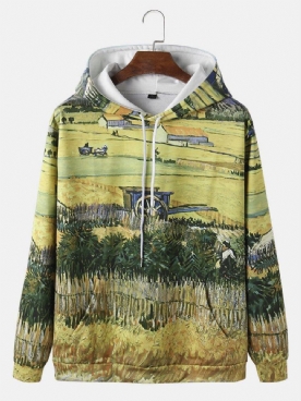 Heren Landschapsschilderij Bedrukken Trekkoord Hoodies Met Zak