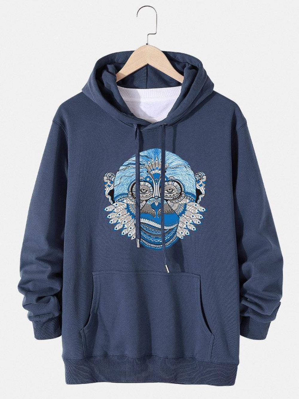 Heren Opera Face Grafische Katoenen Hoodie Met Trekkoord Kangoeroezak