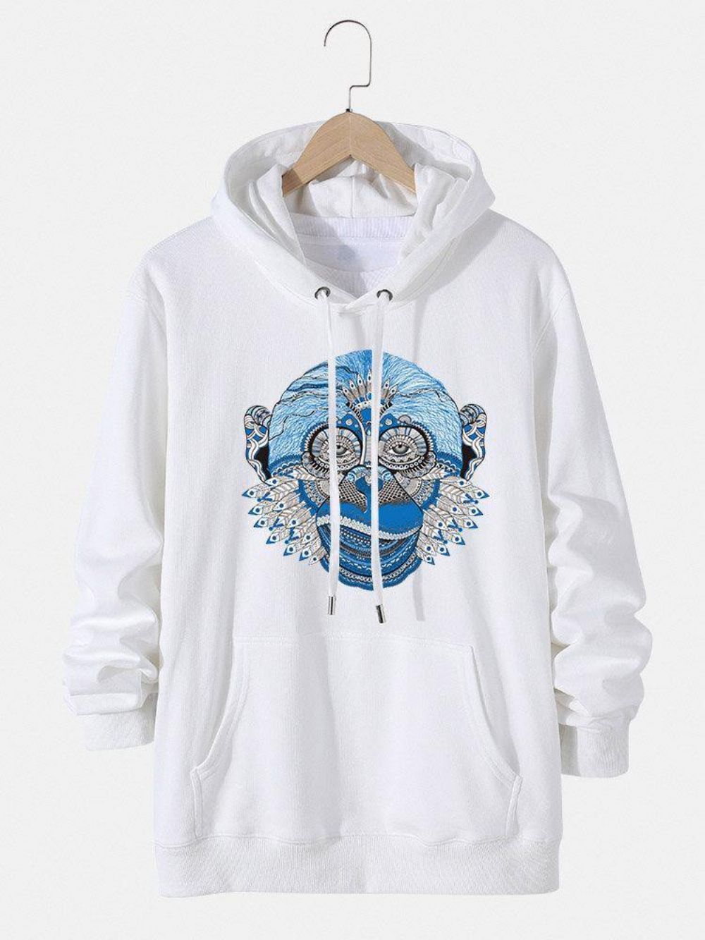 Heren Opera Face Grafische Katoenen Hoodie Met Trekkoord Kangoeroezak