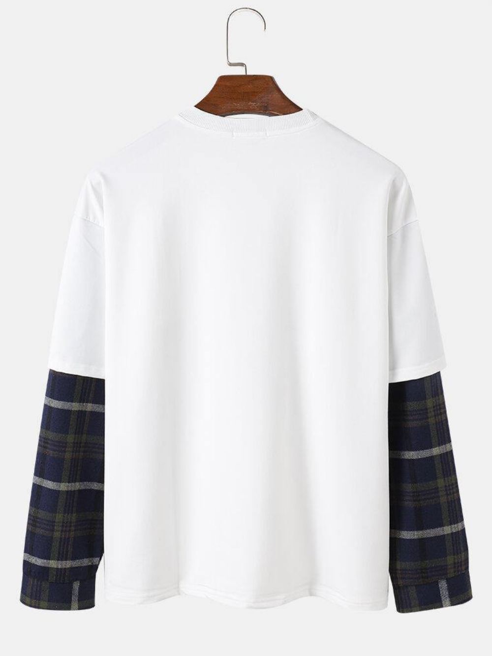 Heren Sweatshirts Met Letter & Cartoon Hondenprint Drop Shoulder Patchwork Plaid Sweatshirts