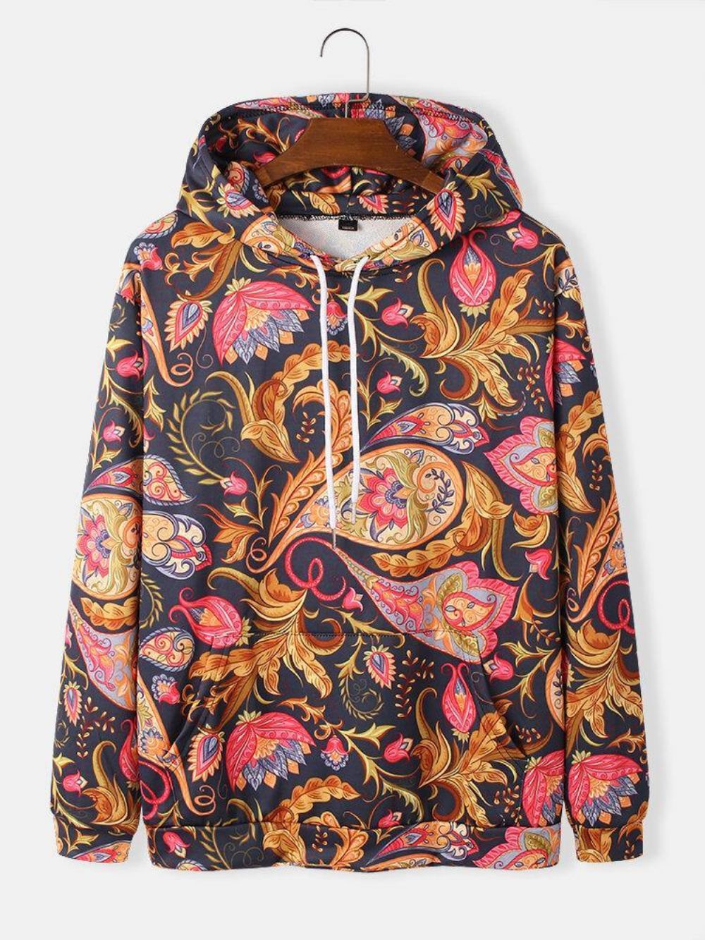 Herenhoodies Met Kangoeroezak Lange Mouwen Met Paisleyprint