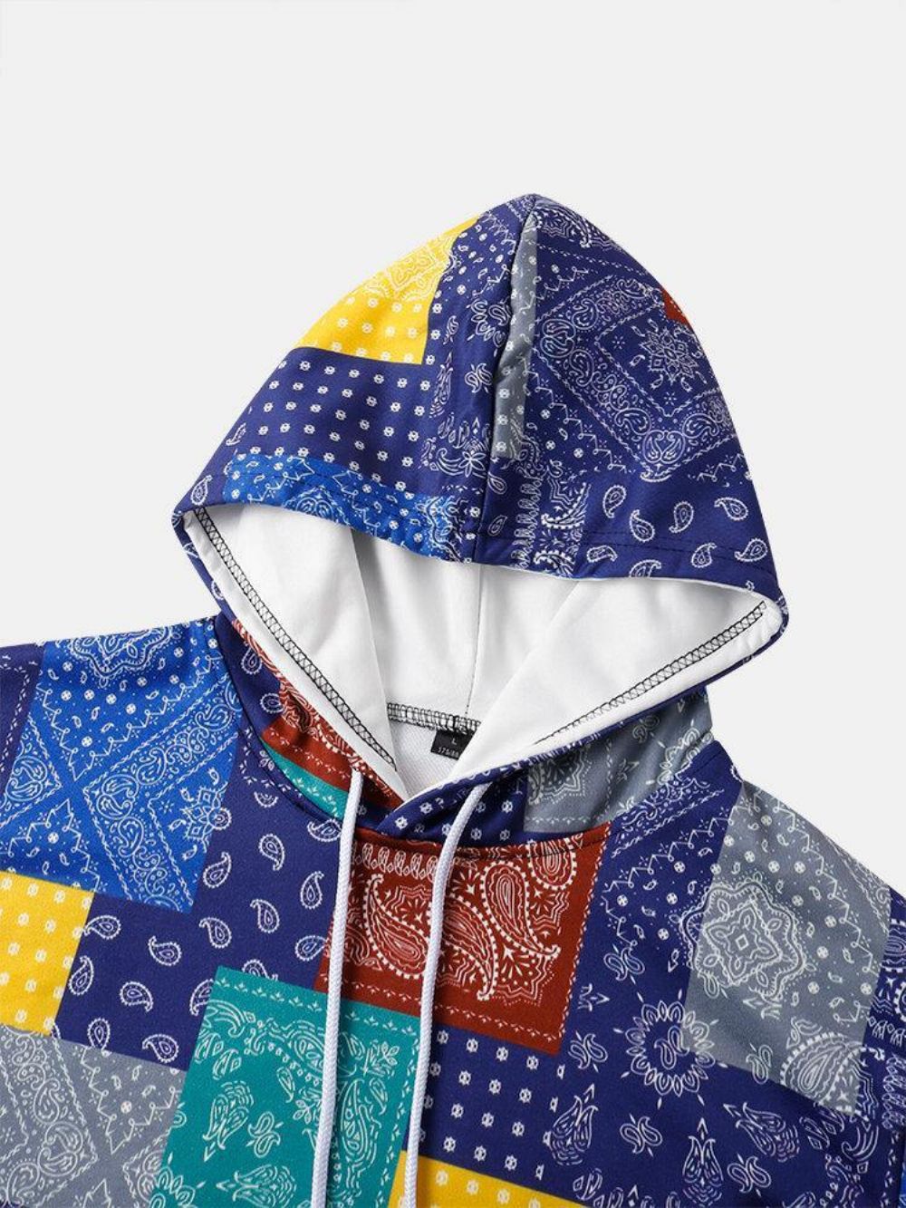 Herenhoodies Met Paisley-Print Colorblock Kangoeroezakken