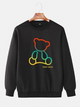 Katoenen Sweatshirts Met Ombre-Teddybeerprint Ronde Hals Heren