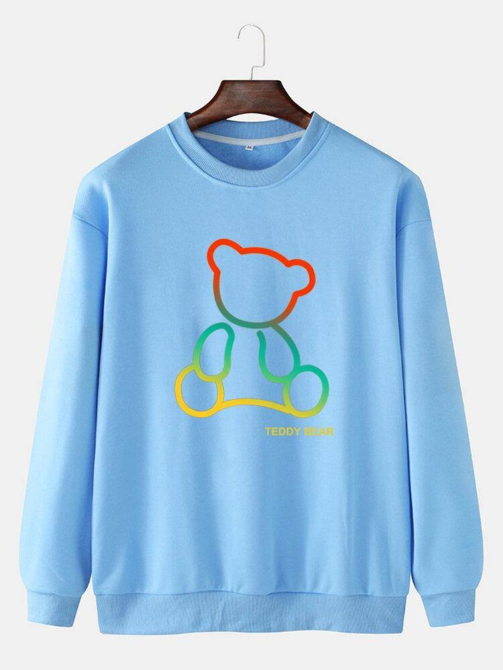 Katoenen Sweatshirts Met Ombre-Teddybeerprint Ronde Hals Heren