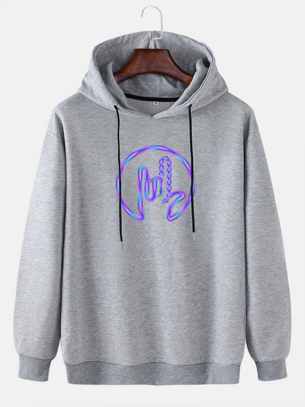 Reflecterende Gesture Print Street Style Casual Hoodie Met Trekkoord Heren