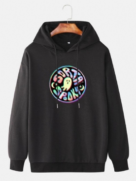 Reflecterende Ghost Print Street Style Pullover-Hoodie Met Trekkoord Heren