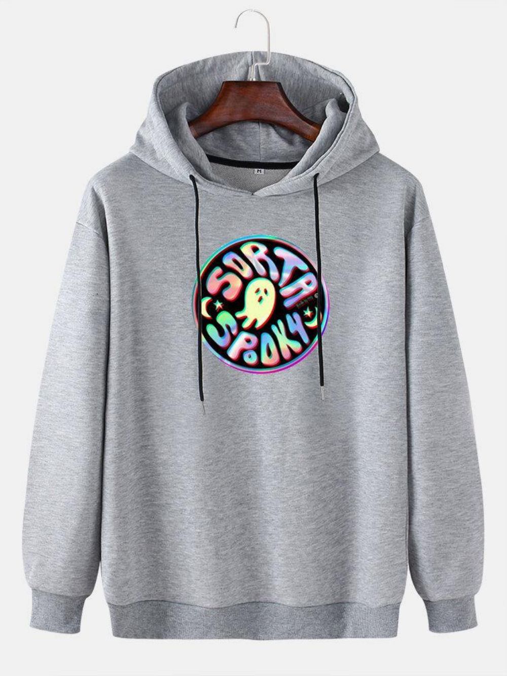 Reflecterende Ghost Print Street Style Pullover-Hoodie Met Trekkoord Heren