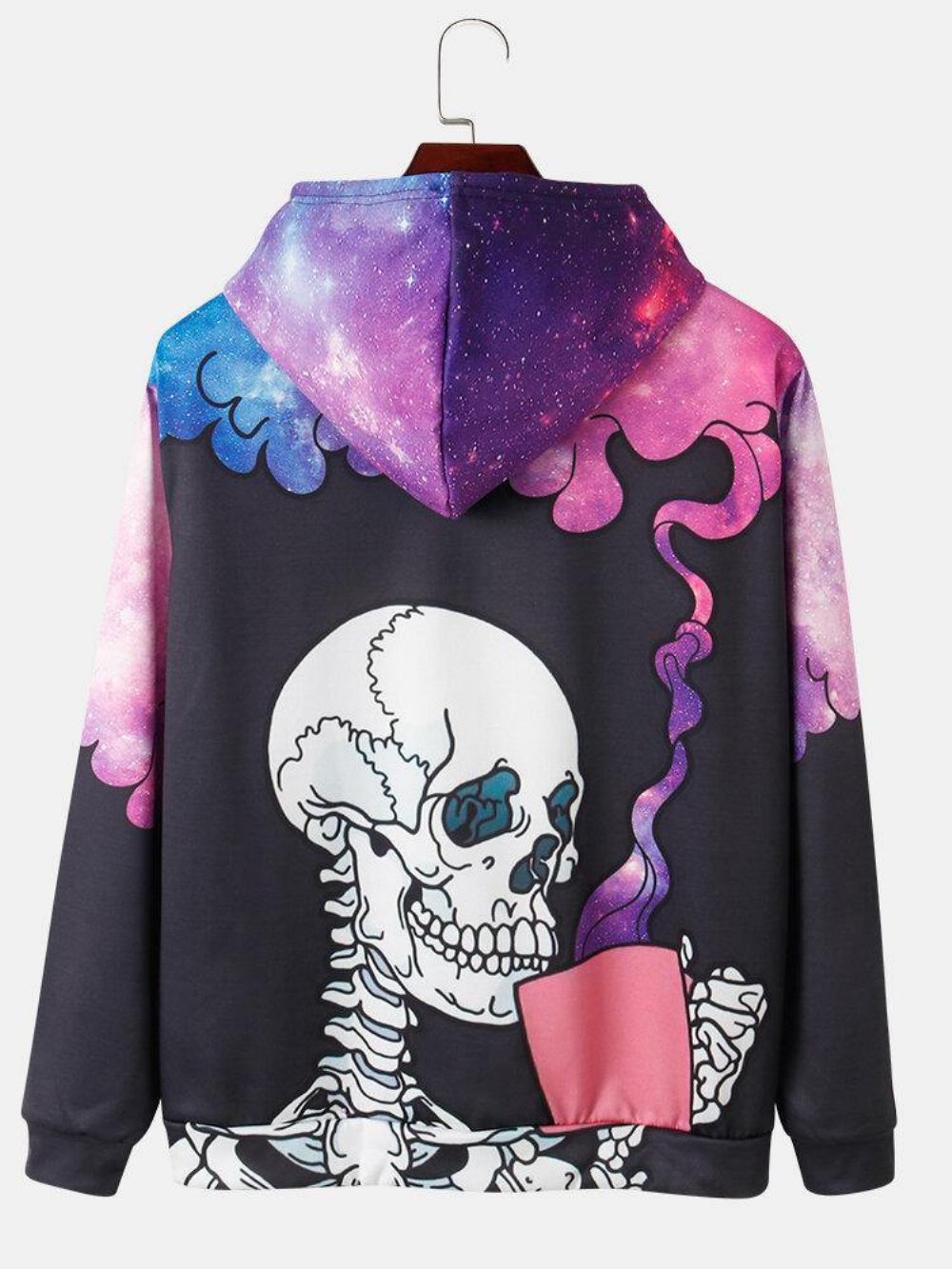 Street-Hoodies Met Sterrenhemel Skeletprint Met Lange Mouwen Heren