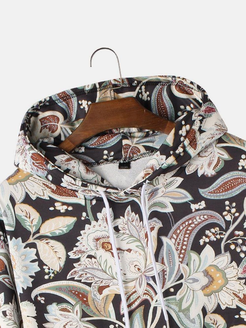 Vintage Herenhoodies Met Bloemenprint Lange Mouwen Kangoeroezak